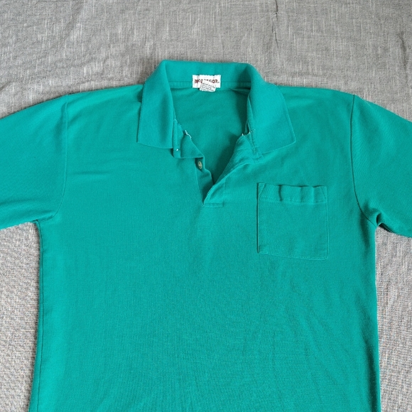 Vintage McGregor Shirt Size Large Turquoise Solod Golf Polo - Picture 10 of 10